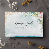 Floral Waterverf Beach Scene Summer Wedding Gastenboek