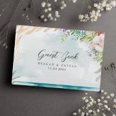Floral Waterverf Beach Scene Summer Wedding Gastenboek