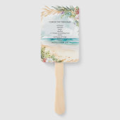 Floral Waterverf Beach Scene Summer Wedding Handwaaier (Achterkant)