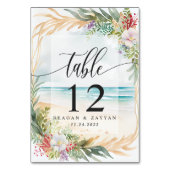 Floral Waterverf Beach Scene Summer Wedding Kaart (Voorkant)