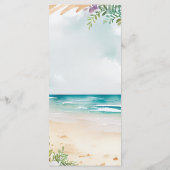 Floral Waterverf Beach Scene Summer Wedding Menu (Achterkant)