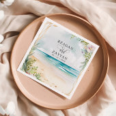Floral Waterverf Beach Scene Summer Wedding Servet