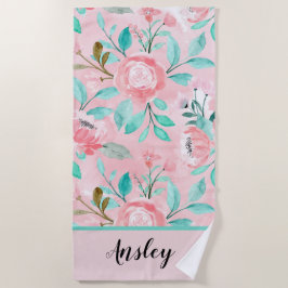 Floral Waterverf Beach Towel Strandlaken