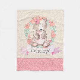 Floral Waterverf Beer Baby Nursery Baby Fleece Deken