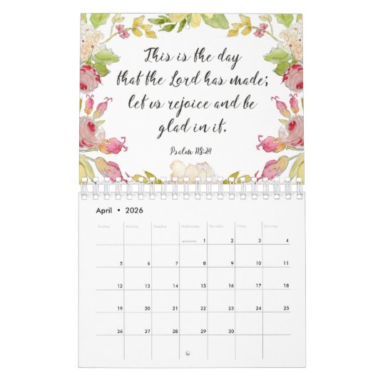 Floral Waterverf Bijbelse agenda Kalender (Apr 2026)
