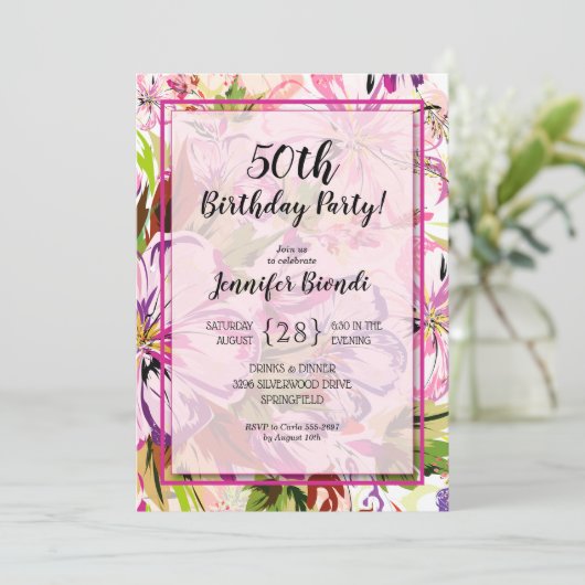 Floral Waterverf Birthday Party (Staand voorkant)
