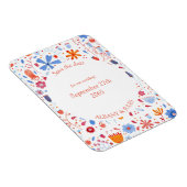 Floral Waterverf Blauw Sinaasappel sparen de Datum Magneet (Rechterzijde)