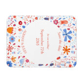 Floral Waterverf Blauw Sinaasappel sparen de Datum Magneet (Horizontaal)