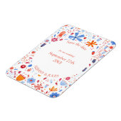 Floral Waterverf Blauw Sinaasappel sparen de Datum Magneet (Linkerzijde)