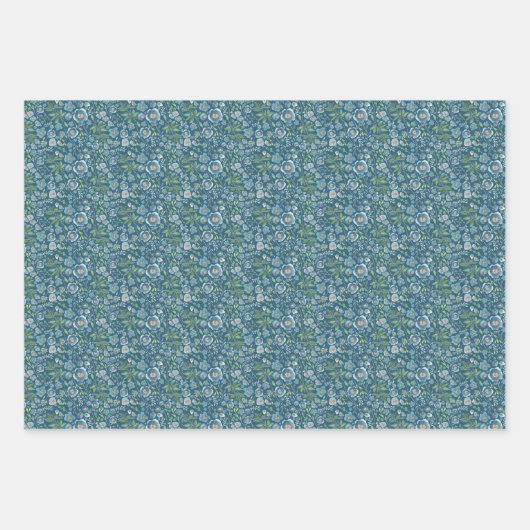 Floral Waterverf Blue Decoupage Gift Inpakpapier Vel (Voorkant 2)