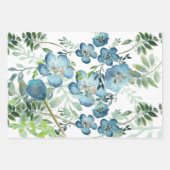 Floral Waterverf Blue Decoupage Gift Inpakpapier Vel (Voorkant)
