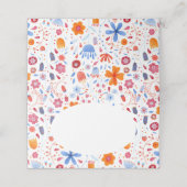 Floral Waterverf Blue Oranje Plaatskaartje (Buitenkant ongevouwen)
