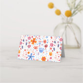 Floral Waterverf Blue Oranje Plaatskaartje (Achterkant)