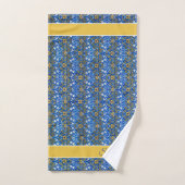 Floral Waterverf Blue Yellow Monogram Bad Handdoek (Handdoek)