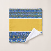 Floral Waterverf Blue Yellow Monogram Bad Handdoek (Wasdoekje)
