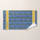 Floral Waterverf Blue Yellow Monogram Bad Handdoek (Handdoek)