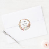 Floral Waterverf Blush Boho Pampas Palm Wedding Ronde Sticker (Envelop)