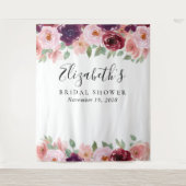 Floral Waterverf Blush Burgundy Vrijgezellenfeest Wandkleed (Voorkant)