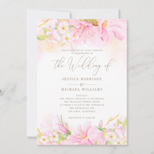 Floral Waterverf Blush Pink Ombre Botanical Boho Kaart (Voorkant)