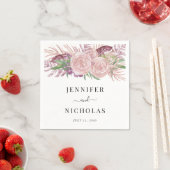 Floral Waterverf Blush Pink Wedding Servet (Insitu)