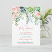 Floral Waterverf Blush Roze Baby shower Kaart (Staand voorkant)
