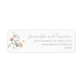 Floral Waterverf Blush roze label