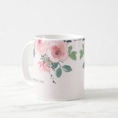 Floral Waterverf Blush roze mooi Koffiemok (Voorkant links)