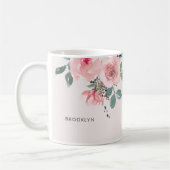 Floral Waterverf Blush roze mooi Koffiemok (Links)