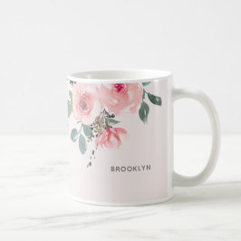 Floral Waterverf Blush roze mooi Koffiemok