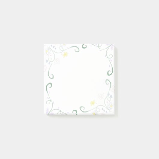 Floral Waterverf Boarder Post-It Notitieblok Post-it® Notes (Voorkant)