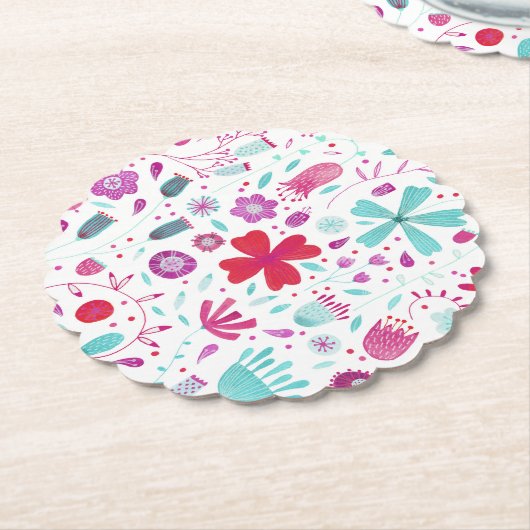 Floral Waterverf Boho Kartonnen Onderzetters (Gekanteld)