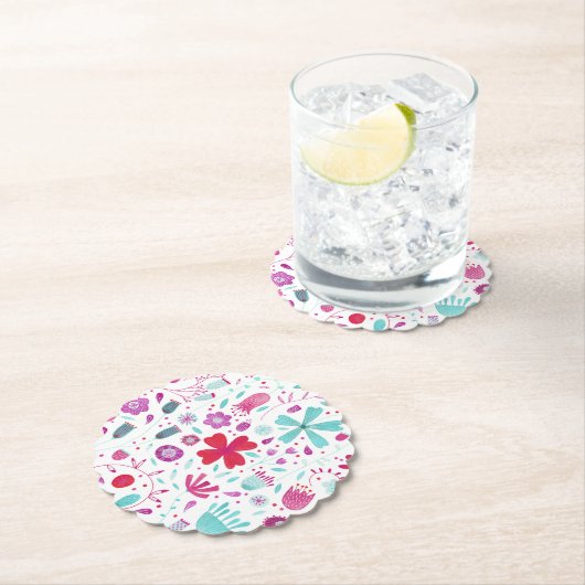 Floral Waterverf Boho Kartonnen Onderzetters (Insitu)