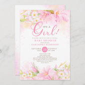 Floral Waterverf Boho Pink Picnic Baby shower Kaart (Voorkant / Achterkant)