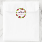 Floral Waterverf Border Handgemaakte zeeplabels Ronde Sticker (Tas)