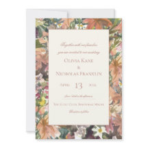 Floral Waterverf Border Wedding Uitnodiging