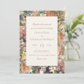 Floral Waterverf Border Wedding Uitnodiging (Staand voorkant)