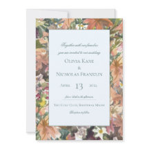 Floral Waterverf Border Wedding Uitnodiging