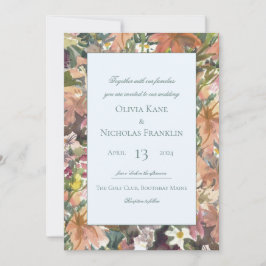 Floral Waterverf Border Wedding Uitnodiging