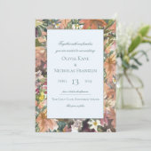 Floral Waterverf Border Wedding Uitnodiging (Staand voorkant)