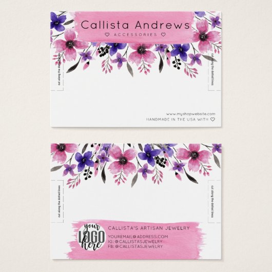 Floral Waterverf Borstelbedekking Visitekaartje (Voorkant /achterkant)