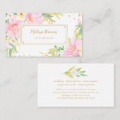 Floral Waterverf Botanische roze gebeurtenissenpla Visitekaartje (Voorkant / Achterkant)