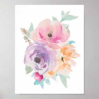 Floral Waterverf Bouquet Poster II