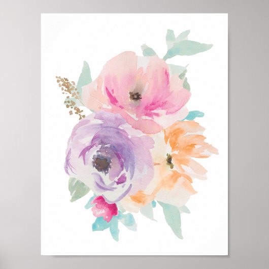 Floral Waterverf Bouquet Poster II (Voorkant)