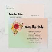  Floral Waterverf Bouquet sparen de datum Aankondigingskaart (Voorkant / Achterkant)