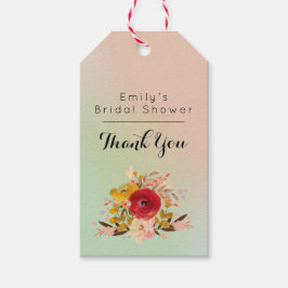  Floral Waterverf Bouquet Vrijgezellenfeest Cadeaulabel