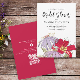 Floral Waterverf Bouquet Vrijgezellenfeest QR Code Kaart