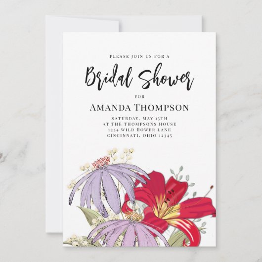 Floral Waterverf Bouquet Vrijgezellenfeest QR Code Kaart (Voorkant)