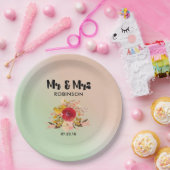  Floral Waterverf Bouquet Wedding Mr & Mrs. Papieren Bordje (Feest)