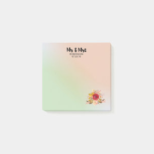  Floral Waterverf Bouquet Wedding Mr & Mrs. Post-it® Notes
