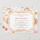 Floral Waterverf Bridal Shower Invitation - Roze Kaart (Voorkant / Achterkant)